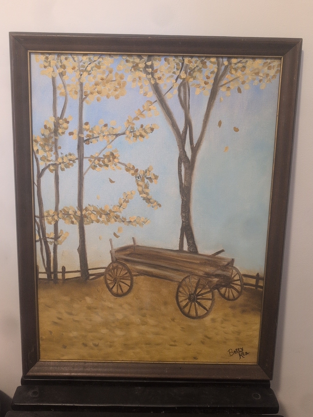 Autumn Cart Canvas Wall Art - Brown & Gold